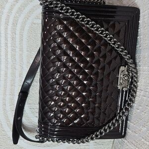 Chanel Large  Liquid Patent Leather  Chain Shoulder Bag